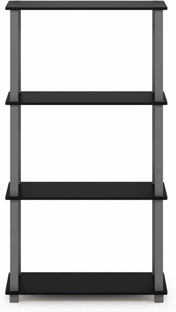 Turn-N-Tube 4-Tier Multipurpose Shelf Display Rack, Square Tube, Black/Grey - Image 3