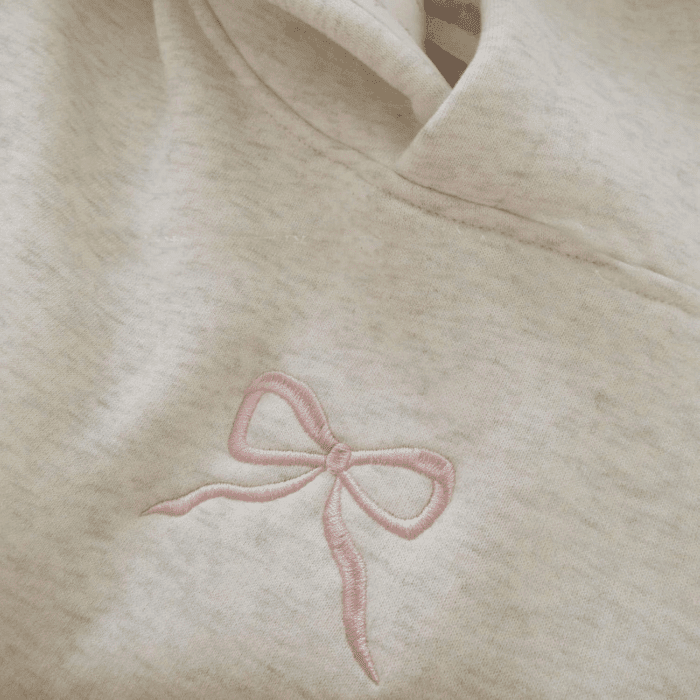 Embroidery Hoodies Women Cute Bowknot Graphic Preppy Pullover for Teen Girl Oversized Long Sleeve Hood Sweatshirt - Image 6