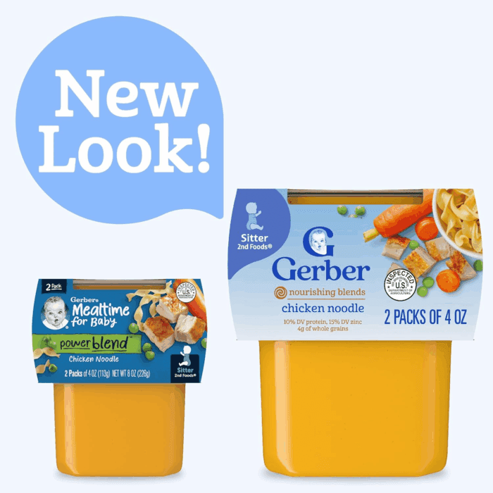 Baby Food 2Nd Foods, Dinner, Chicken Noodle Puree, 4 Ounce Tubs, 2-Pack (Pack of 8) - Image 2