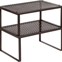 Spice Racks, Cabinet Shelf Organizers, Shelf Organizers, Countertop Organizers, Shelf Risers, Stackable, Expandable, Set of 2 Metal Kitchen Counter Shelves, Brown UKCS01BR