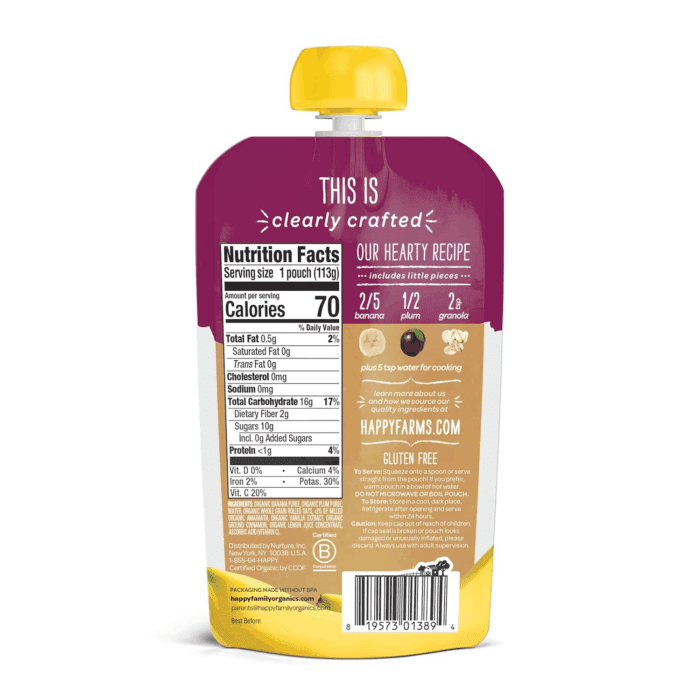 Organics Baby Food Bananas, Plums & Granola, 4 Oz Pouch - Image 7