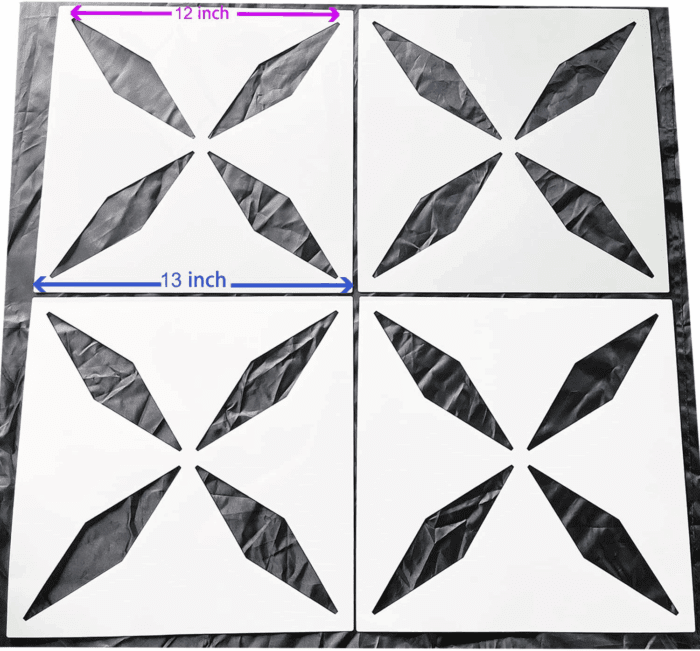 4Pcs Reusable Tile Stencils 12X12 Inch, Concrete Patterns, for Patio, Large Painting Floors, Wall Painting, Creamy-White, Stencils-4Lingxing - Image 6