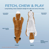 2-In-1 Stuffless Squeaky Dog Toys with Soft, Durable Fabric for Small, Medium, and Large Pets, No Stuffing for Indoor Play, Holds a Plastic Bottle - Fox, Large - Image 4