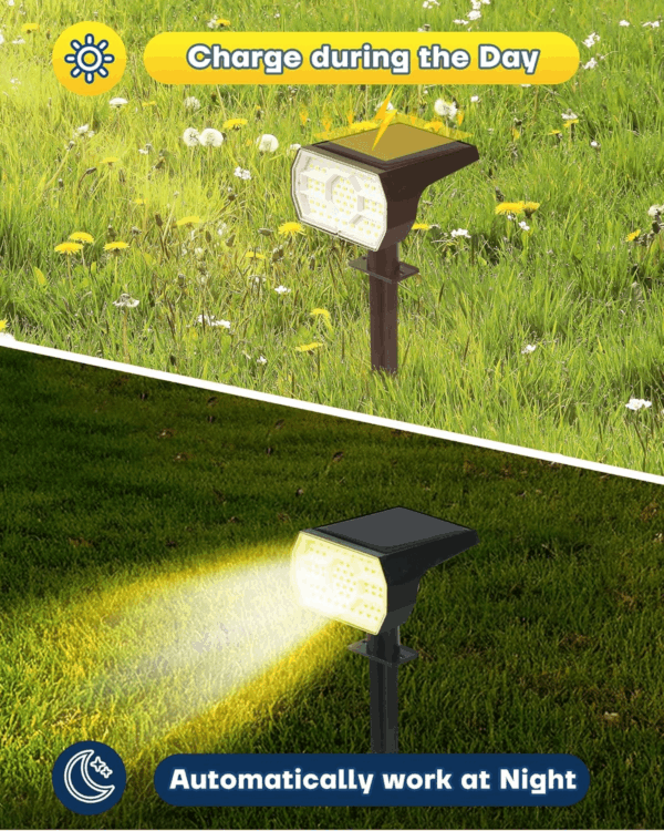 Solar Lights Outdoor Waterproof IP68, 3 Lighting Models Solar Powered Spot Lights Outdoor, 56LED Light Dusk to Dawn for Yard Patio Garden Pathway Landscape Lighting - Image 3