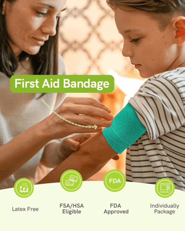 Self Adhesive Bandage Wrap, Medical Tape in First Aid Kit, Cohesive Bandages for Wounds Sport Vet, FSA/HSA Eligible, 2 Inches X 5 Yards 6 Rolls, Rainbow - Image 2