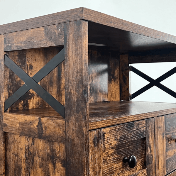 Farmhouse Storage Cabinet with Drawers and Shelves, Kitchen Pantry Storage Cabinet, Floor Hutch Cupboard for Dining Living Room Home Office, Rustic Brown - Image 6