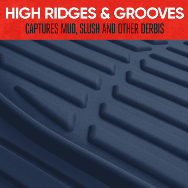 Flextough Floor Mats for Cars, Blue Deep Dish All-Weather Car Mats, Waterproof Trim-To Fit Automotive Floor Mats for Cars Trucks SUV, Universal Floor Liner Car Accessories - Image 3