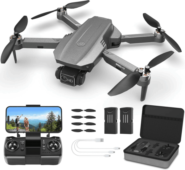 Drones with Camera for Adults 4K - B12 GPS Drone, under 250G, Brushless Motor, Auto Return, Follow Me, Point of Interest, 50 Mins Long Flight, Lightweight and Foldable Drone for Beginner