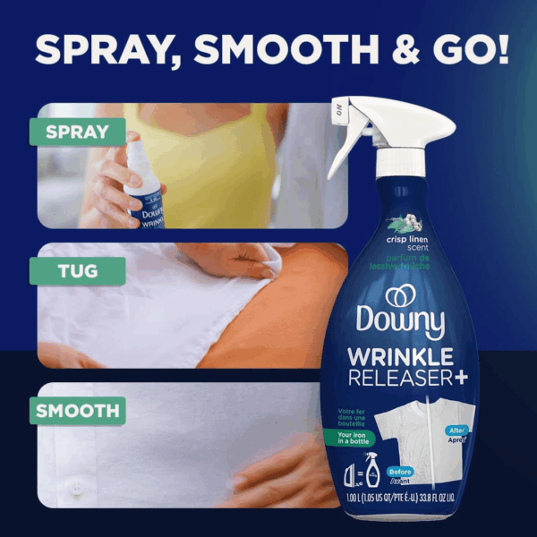Wrinkle Release Spray, Travel Size Spray, All in One Formula, Removes Wrinkles, Static and Odor Eliminator, Crisp Linen Scent, 3 Fl Oz, Pack of 3 - Image 3