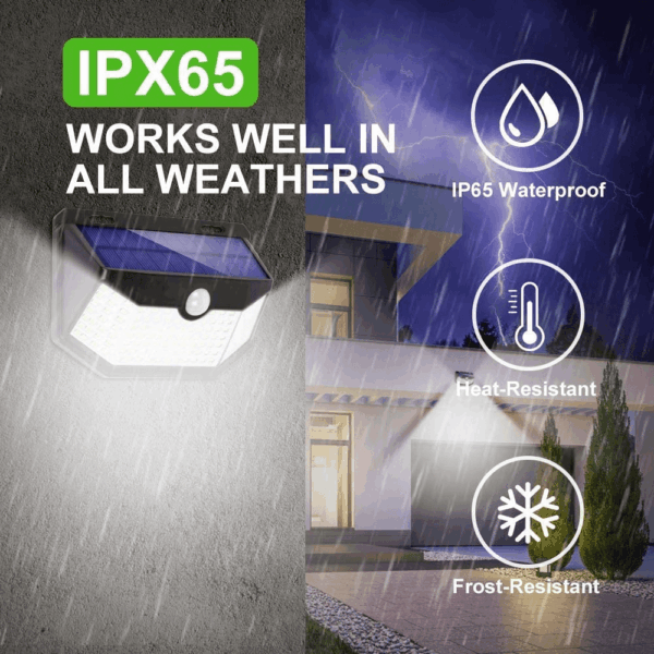 Solar Lights Outdoor 120 LED with Lights Reflector and 3 Lighting Modes, Motion Sensor Wall Lights,Ip65 Waterproof Solar Powered for Garden Patio Yard (2Pack) - Image 3