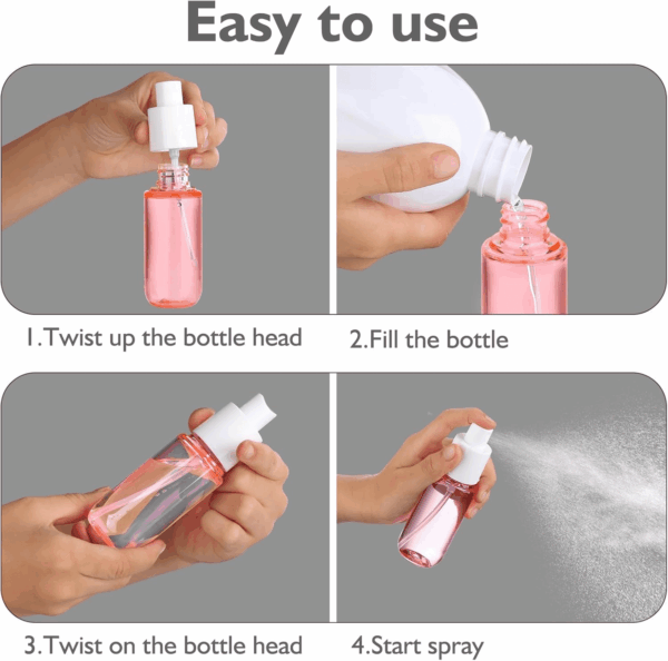 Small Spray Bottles Travel Size 1.35Oz 40ML, Fine Mist Plastic Spray Bottles, Refillable Empty Spray Bottle for Toners, Perfume, Face& Hair Spray - Image 4