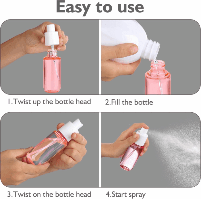 Small Spray Bottles Travel Size 1.35Oz 40ML, Fine Mist Plastic Spray Bottles, Refillable Empty Spray Bottle for Toners, Perfume, Face& Hair Spray - Image 4