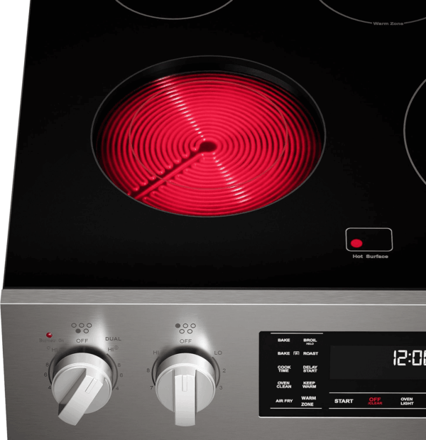 Front Control Electric Range Oven with 5 Cooktop Elements with 7 Cooking Power Options, True Convection, Steam and Self Clean, Freestanding Oven, 4.8 Cu. Ft. Capacity Stainless Steel - Image 8
