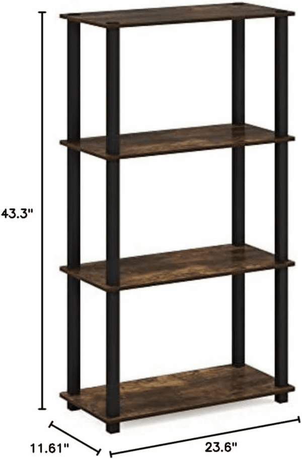 Turn-S-Tube 4-Tier Compact Multipurpose Shelf Display Rack with Square Tube, Amber Pine/Black - Image 7