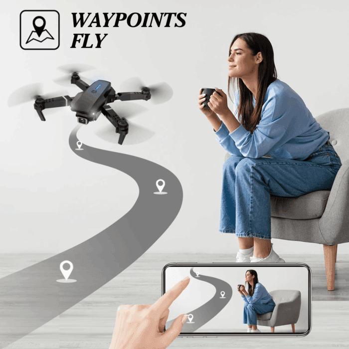 Drone with 1080P Camera for Kids, Foldable Mini Drone for Kids Boys Beginners, 2 Batteries, Toys Drone, Gestures Selfie, One Key Start, 360° Flips, Toy Gifts for Boys Black E88 - Image 3