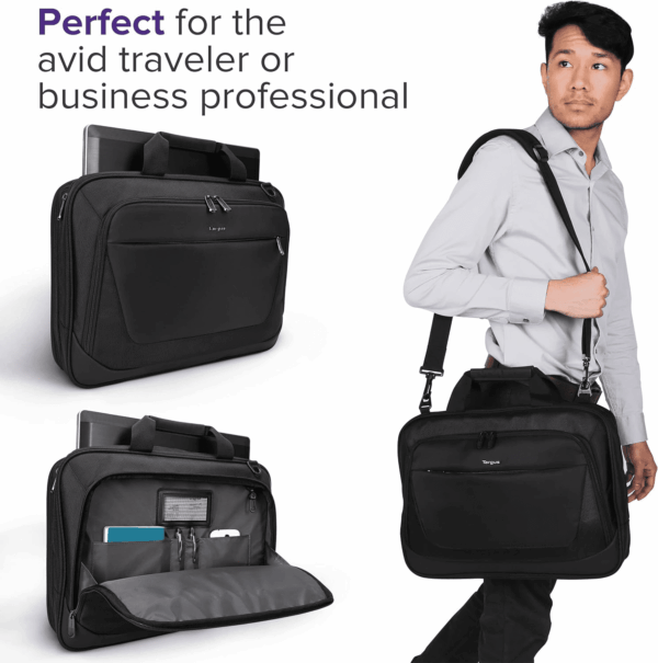 Citylite Laptop Briefcase Shoulder Messenger Bag for 15.6-Inch Laptop, Black (TBT053US) - Image 3