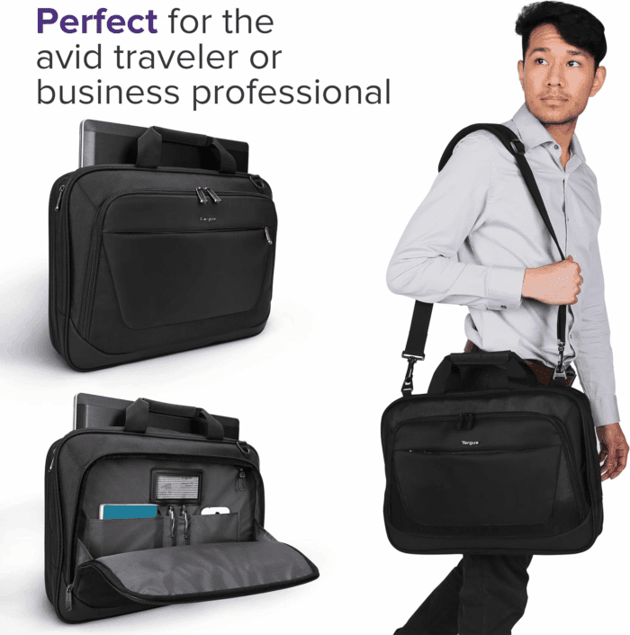 Citylite Laptop Briefcase Shoulder Messenger Bag for 15.6-Inch Laptop, Black (TBT053US) - Image 3