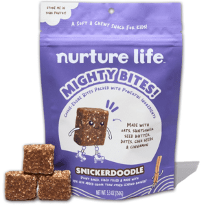 Mighty Bites, Snickerdoodle, 1 Pack, Healthy Snacks for Kids & Toddlers Made with Oats, Chia Seeds, Dates, Chocolate Chips, Sunflower Seed Butter Plant Based, High Fiber, Low Sugar Snack