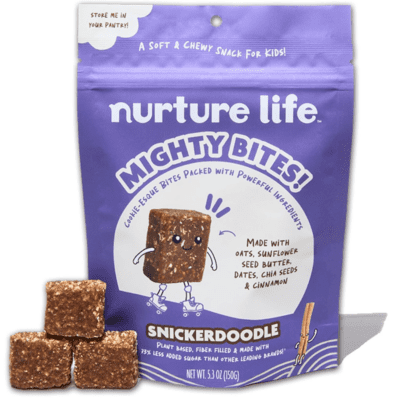 Mighty Bites, Snickerdoodle, 1 Pack, Healthy Snacks for Kids & Toddlers Made with Oats, Chia Seeds, Dates, Chocolate Chips, Sunflower Seed Butter Plant Based, High Fiber, Low Sugar Snack