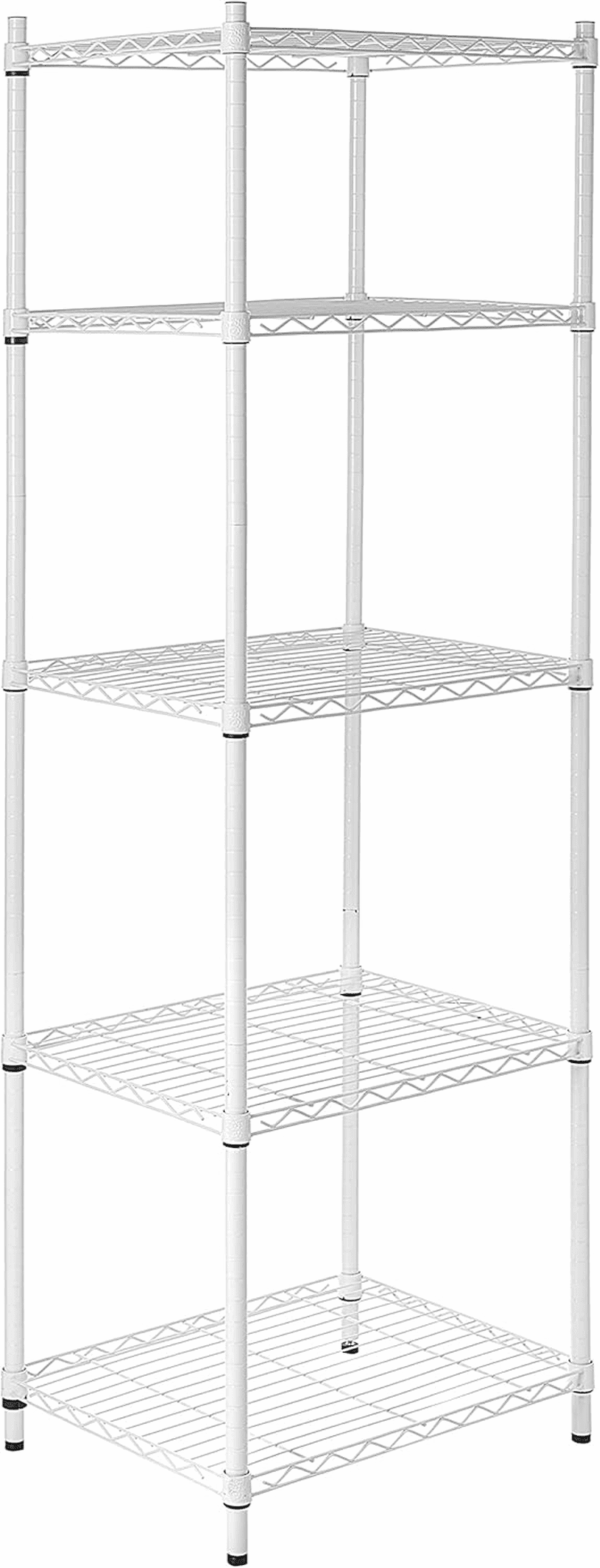 5-Tier White Shelving Unit (SHF-01055) + 4" Caster Wheels for Shelving Units (Set of 4) - Image 3