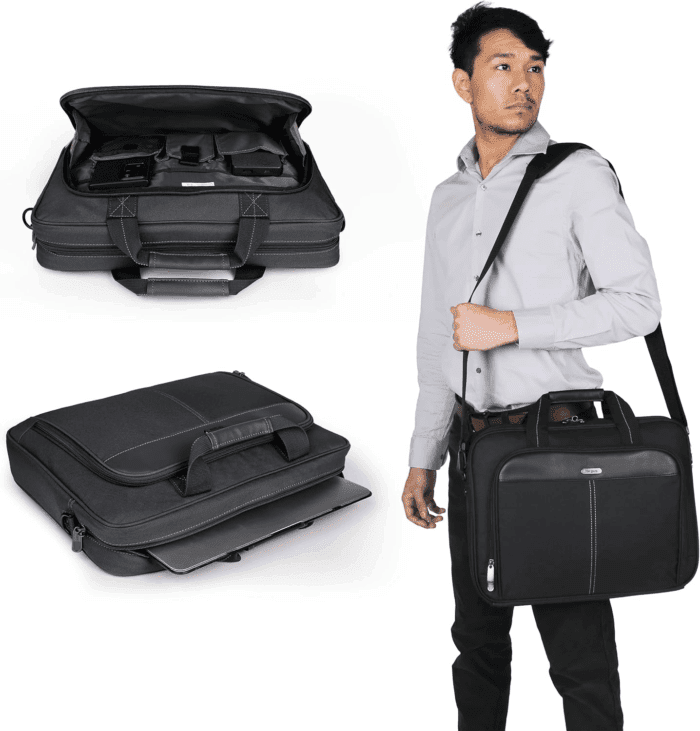 Unisex-Adult Slim Briefcase with Crossbody Shoulder Bag - Image 3