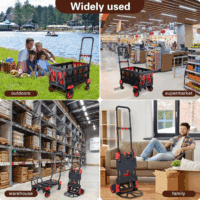 2-In-1Hand Truck Dolly Foldable with Folding Basket,330Lbs Capacity Handtruck,Hand Truck Foldable Dolly with 4 Wheels,Dolly Cart with Retractable Handle,Folding Hand Cart for Moving - Image 6