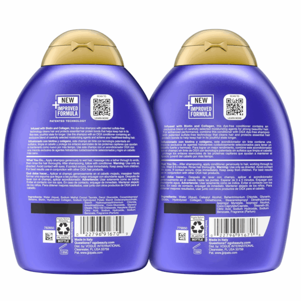 Thick & Full + Biotin & Collagen Volumizing Shampoo & Conditioner Set, Nutrient-Infused, Biotin Gives Hair Volume & Body, Sulfate-Free Surfactants, 13 Fl. Oz, 2 Pack - Image 9