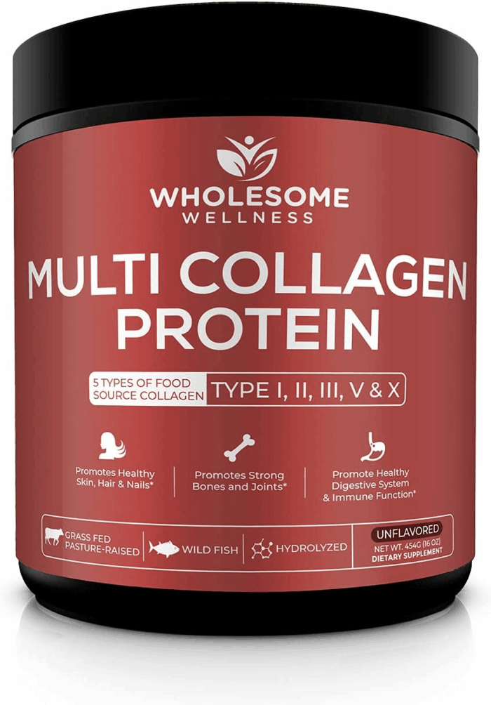 Multi Collagen Protein Powder Hydrolyzed (Type I II III V X) Grass-Fed All-In-One Super Bone Broth + Peptides - Premium Blend of Beef, Chicken, Wild Fish, Eggshell, 58 Servings