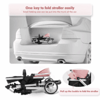 Baby Stroller for Toddler,Bassinet Stroller,Foldable Aluminum Alloy Pushchair with Adjustable Backrest,Adjustable Direction Pink - Image 6