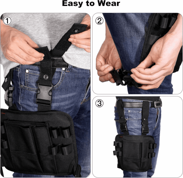 Tool Pouch Holster with Belt Clip around Your Leg, Electrician Multifunctional Repair Bag, Utility Mini Organizer for Automotive Craftsman Carpenter Construction - Image 3
