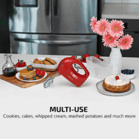 Portable 5 Speed Mixing Electric Hand Mixer with Stainless Steel Whisk Beater Attachments & Snap Storage Case, Compact Lightweight 150 Watt Powerful Blender for Baking & Cooking, Red HM151R - Image 9