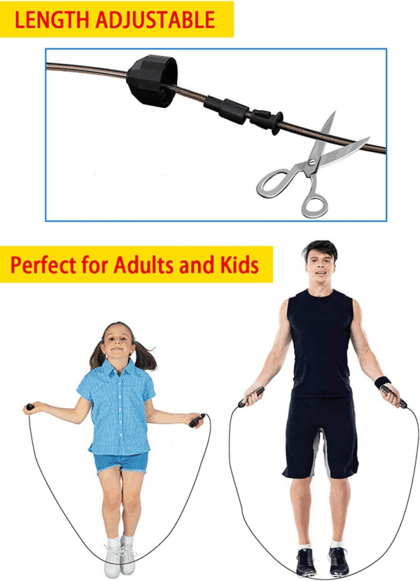 Jump Rope,Jump Ropes for Fitness for Women Men and Kids,Speed Jumping Rope for Workout with Ball Bearings,Adjustable Skipping Rope for Exercise&Slim Body at Home School Gym - Image 9