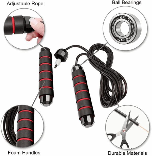 Jump Rope,Jump Ropes for Fitness for Women Men and Kids,Speed Jumping Rope for Workout with Ball Bearings,Adjustable Skipping Rope for Exercise&Slim Body at Home School Gym - Image 2
