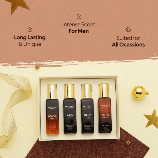 Bellavita Luxury Perfume for Men Gift Set (4 X 20Ml) | Gifts for Men | Fragrance Includes KLUB, OUD, CEO, GOAT Perfumes | Masculine, Woody, Citrusy, and Aromatic Perfumes Fragrance for Men - Image 3