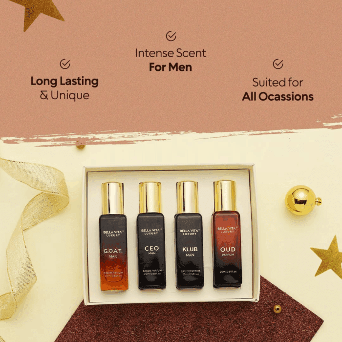 Bellavita Luxury Perfume for Men Gift Set (4 X 20Ml) | Gifts for Men | Fragrance Includes KLUB, OUD, CEO, GOAT Perfumes | Masculine, Woody, Citrusy, and Aromatic Perfumes Fragrance for Men - Image 3