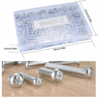 1080 Pcs Screws Bolts and Nuts Assortment Kit, Metric Machine Screws and Nuts and Flat Washers, M3/M4/M5/M6 Slotted Pan Head Hex Bolts Sets (C) - Image 3