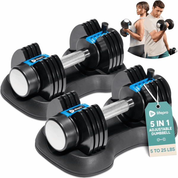 Adjustable Dumbbells Set/Single - 15Lb 43Lb 55Lb 25 Lb Dumbbell Sets with Rack - Quick Adjust, Secure Grip Weights Dumbbells Set - Compact Hand Weights for Women/Men at Home Gym