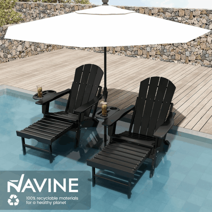 Adjustable Adirondack Chair with Retractable Ottoman, HDPE Folding Adirondack Chair with Cup Holder, All Weather Fire Pit Chair for Outdoor. - Image 7
