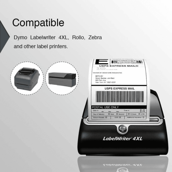 - Compatible DYMO 1744907 (4" X 6") Shipping Labels, Perforated, Compatible with DYMO Labelwriter 4XL Rollo & Zebra, NOT Fit 5XL [10 Rolls/2200 Labels] - Image 4