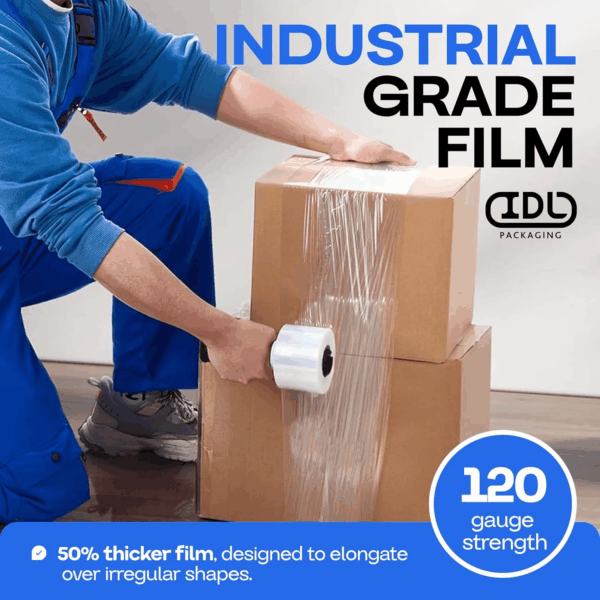 3" Stretch Wrap Mini Roll, 700 Feet, 120 Gauge (Pack of 12) with a Plastic Handle Included – Industrial Grade Clear Plastic Wrap – Improved Protection for Packing, Moving, or Office - Image 6