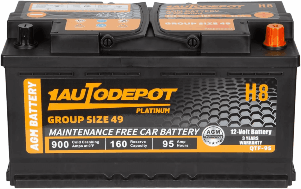 BCI Group 49 Car Battery, 12V 95Ah Size H8 Automotive Battery Premium Maintenance Free AGM Batteries, 900CCA, 160RC - Image 2