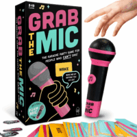 Official Grab the Mic – Family Karaoke Game, 8+ Year Olds, 2-10 Players - Board Game for Bad Singers with 250 Lyrics (125 Cards) for Hilarious Game Nights & Birthday Party, Kids Gift