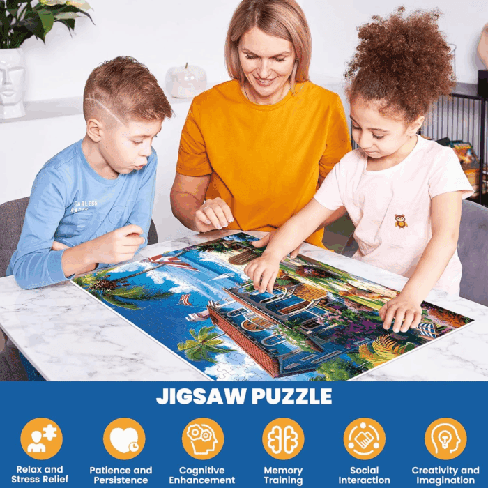 300 Pieces Puzzle for Adults | Beach House Puzzle | Recycled Cardboard Large Piece Jigsaw Puzzles 300 Pieces | Challenging Game Home Decor Birthday Party Gift Toy for Adults Kids Seniors 20.5*15 Inch - Image 5