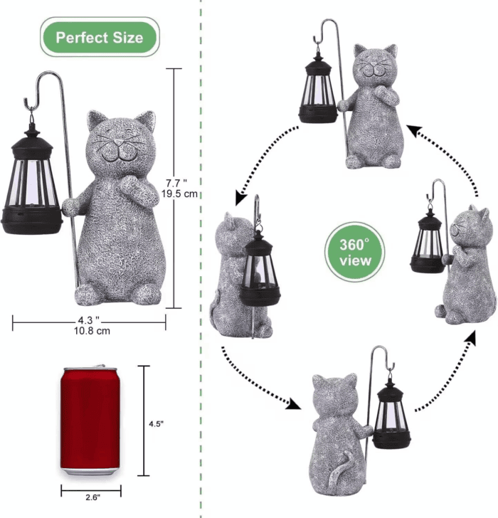 Garden Decor Solar Statues: Mothers Day Birthday Gifts for Mom Grandma Women Sister Wife Lady Lover - Front Patio Balcony Yard Art Lawn Ornaments Porch Outdoor outside Decorations (Cat) - Image 3