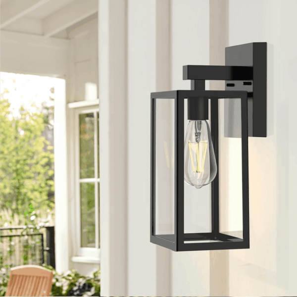 Outdoor Wall Sconce, Exterior Waterproof Wall Lantern Light Fixtures, Black Porch Lights with Toughened Glass Shade, Anti-Rust E26 Socket Front Door Wall Mount Lighting, 2 Pack - Image 6