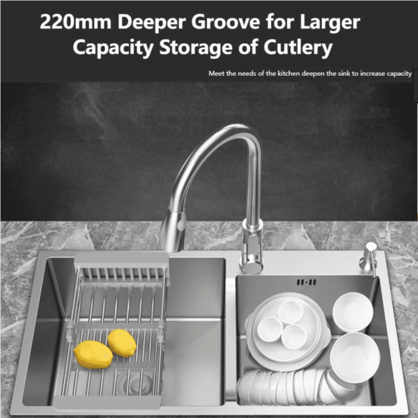 30.7X16.9 Inch Double Bowl Kitchen Sink with 18 Gauge, Topmount/Drop in Stainless Steel Kitchen Sink with Accessories (Silver) - Image 8