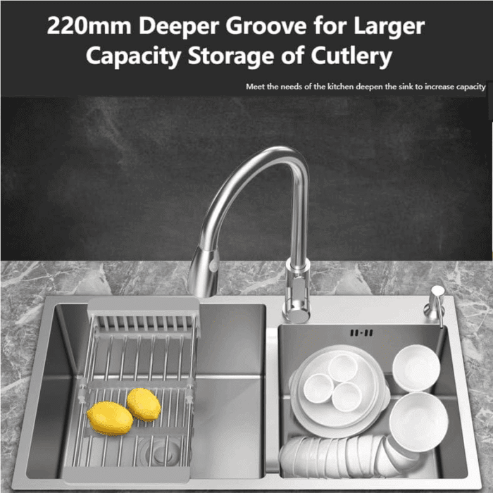 30.7X16.9 Inch Double Bowl Kitchen Sink with 18 Gauge, Topmount/Drop in Stainless Steel Kitchen Sink with Accessories (Silver) - Image 8