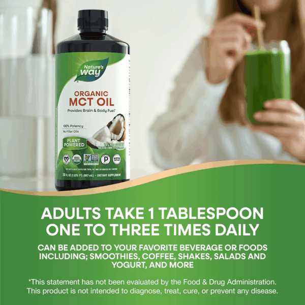 Organic MCT Oil, 30 Fl Oz, Brain and Body Fuel from Coconuts*, C8 Caprylic Acid and C10 Capric Acid, Keto and Paleo Certified, Organic, Non-Gmo Project Verified (Packaging May Vary) - Image 6