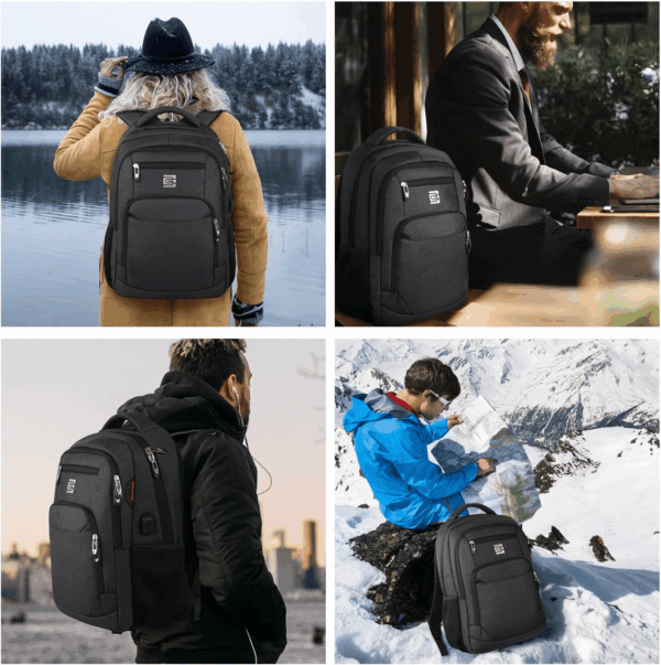 Laptop Backpack,Business Travel anti Theft Slim Durable Laptops Backpack with USB Charging Port,Water Resistant College Computer Bag for Women & Men Fits 15.6 Inch Laptop and Notebook - Black - Image 7