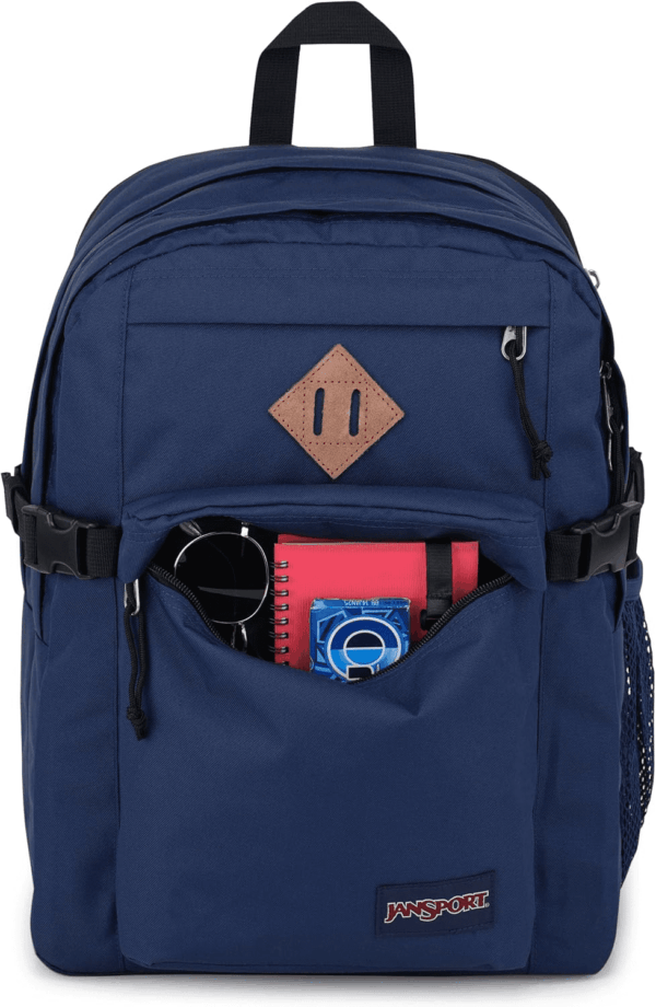 Main Campus Backpack - Travel or Work Backpack W 15-Inch Laptop Sleeve and Dual Water Bottle Pockets, Navy - Image 4